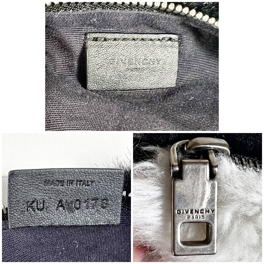 Givenchy Large Black & White Fur Two Tone GV3 Pouch/Clutch - Picture 7 of 9